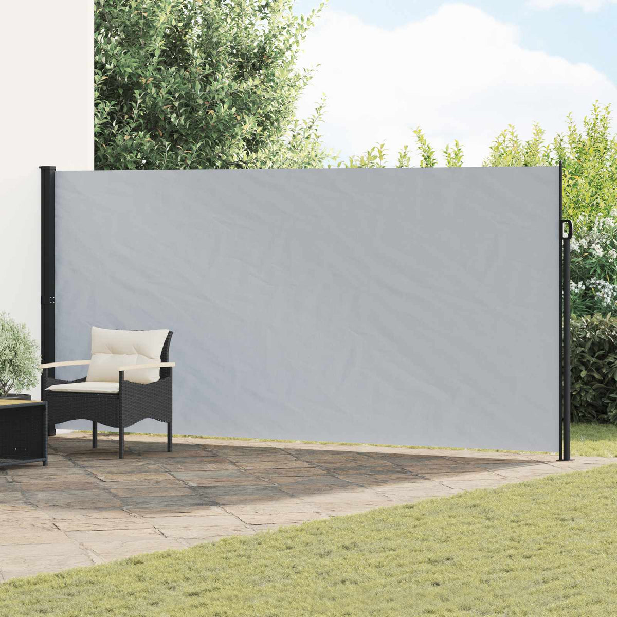 Uittrekbaar Zijscherm Grijs 600 x 180 cm Polyester is nu te koop bij PeponiXL, paradijselijk wonen!
