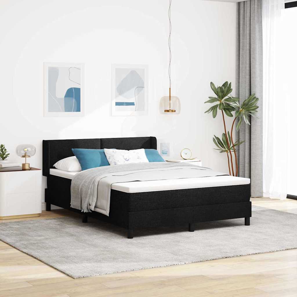 Boxspringbed met hoofdeinde Zwart 200 x 160 cm Stof is nu te koop bij PeponiXL, paradijselijk wonen!