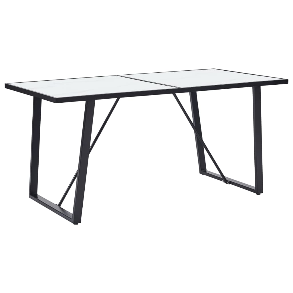 Eettafel 160x80x75 cm gehard glas wit is nu te koop bij PeponiXL, paradijselijk wonen!