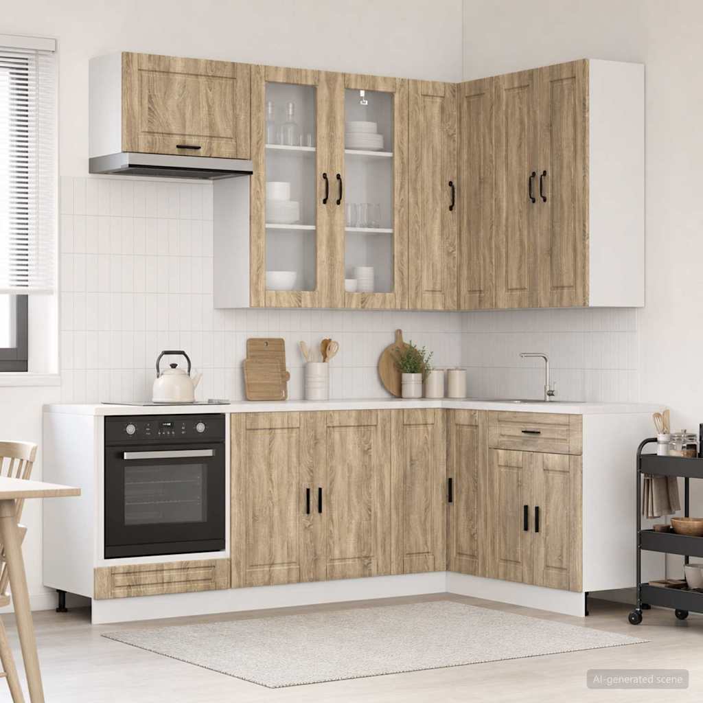 Keukenblok PORTO 8 pcs Sonoma Eiken Bewerkt hout is nu te koop bij PeponiXL, paradijselijk wonen!