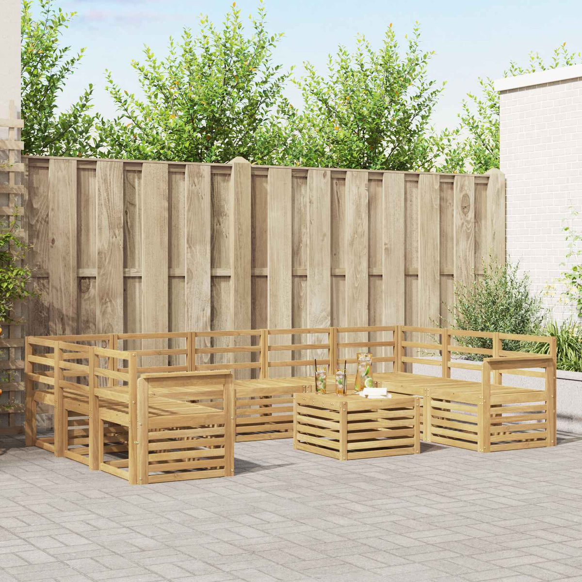 Buiten bankenset 10 pcs Wit 59 x 59 x 37 cm Massief Acaciahout is nu te koop bij PeponiXL, paradijselijk wonen!