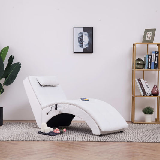 Massage chaise longue met kussen kunstleer wit is nu te koop bij PeponiXL, paradijselijk wonen!