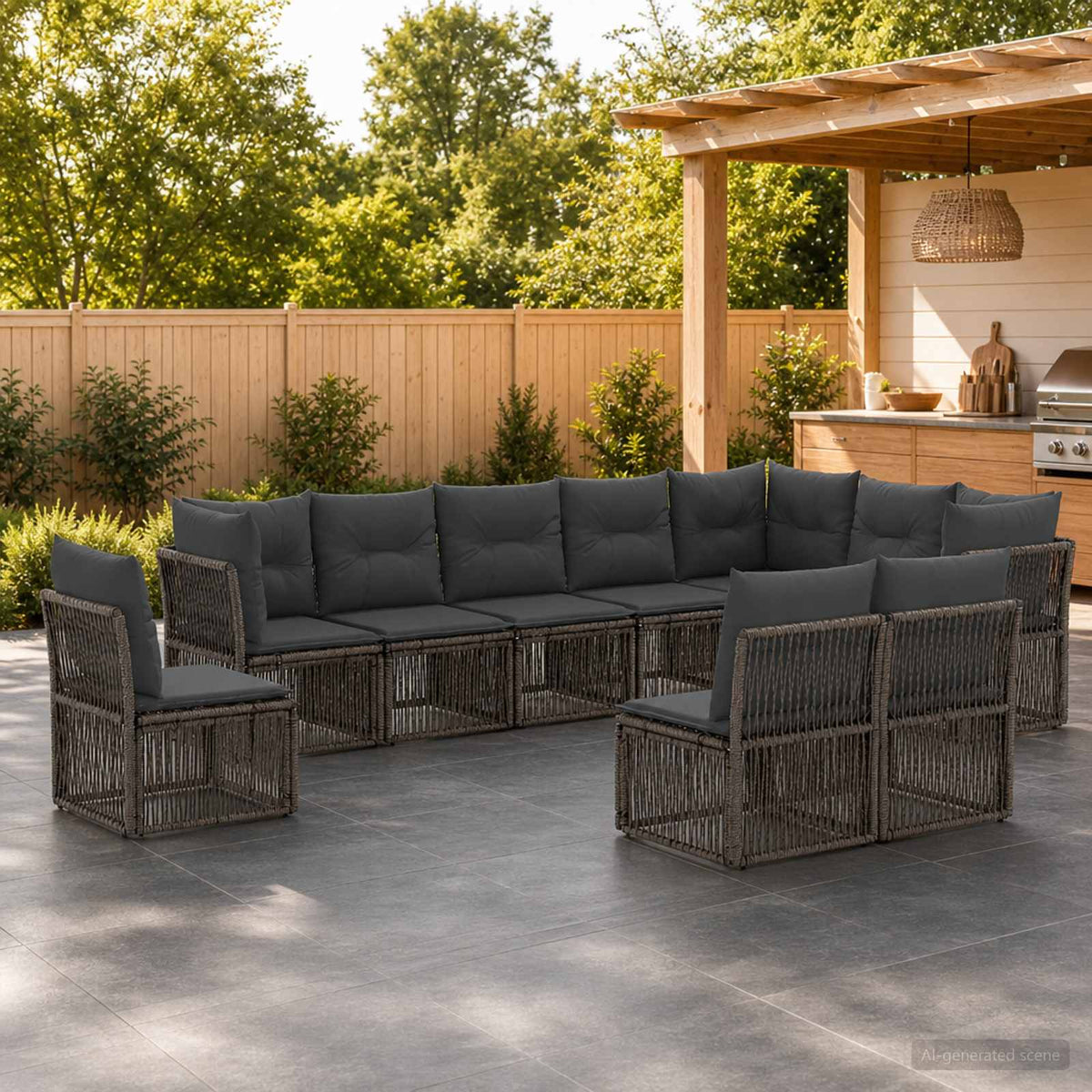 Tuinbankenset 10 pcs Grijs poly rattan is nu te koop bij PeponiXL, paradijselijk wonen!