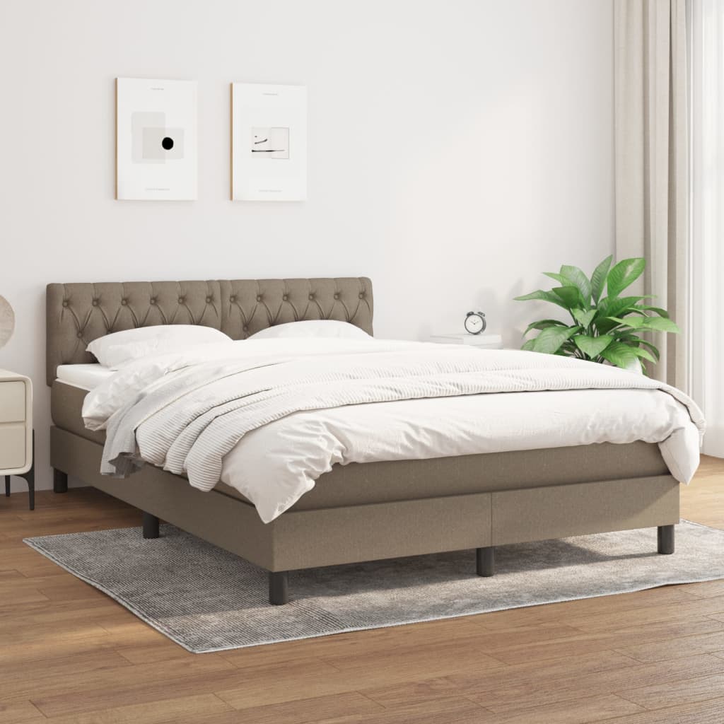 Boxspring met matras stof taupe 140x190 cm is nu te koop bij PeponiXL, paradijselijk wonen!