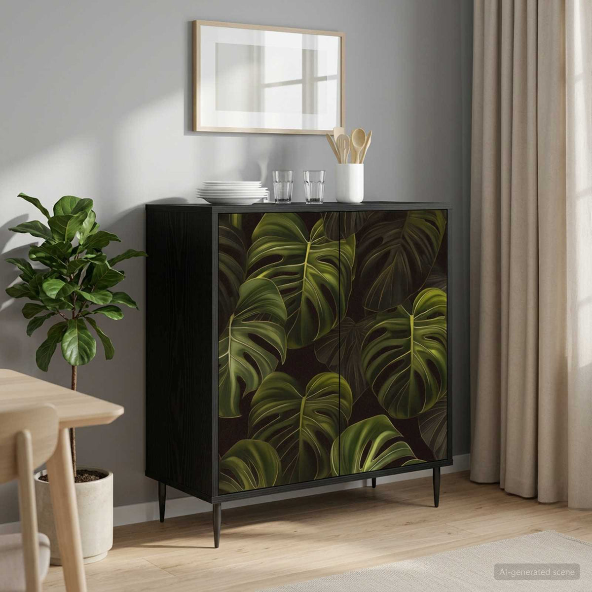 Dressoir ELBURG Zwart eiken 69 x 33 x 76 cm Bewerkt hout is nu te koop bij PeponiXL, paradijselijk wonen!