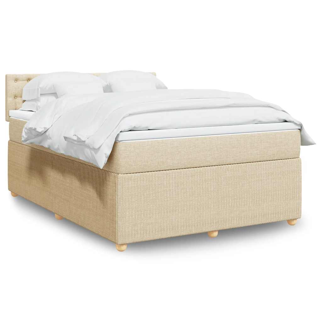 Boxspring met matras stof crèmekleurig 140x200 cm is nu te koop bij PeponiXL, paradijselijk wonen!