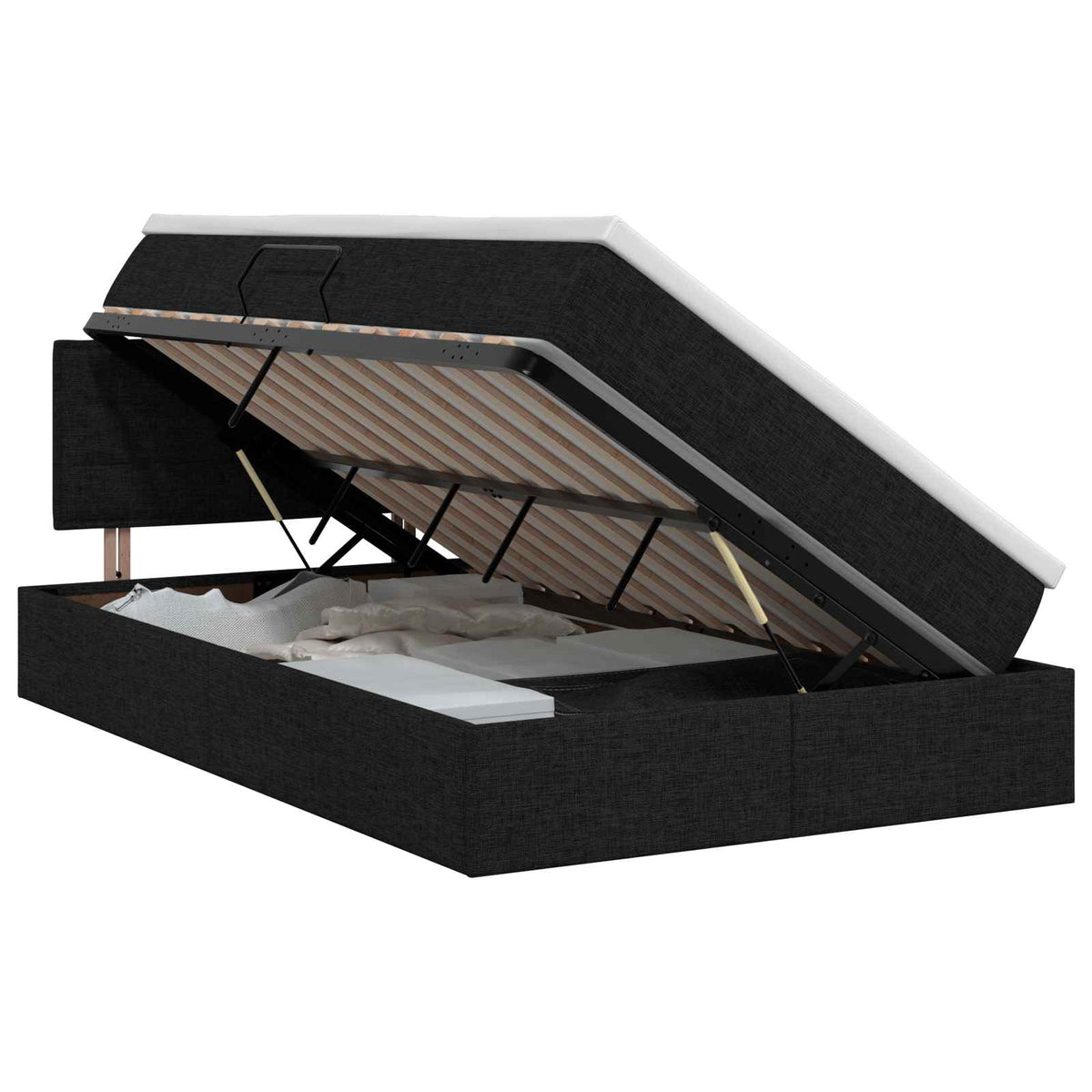 Opbergbed met matras met hoofdeinde Zwart 120 x 200 cm fluweel is nu te koop bij PeponiXL, paradijselijk wonen!