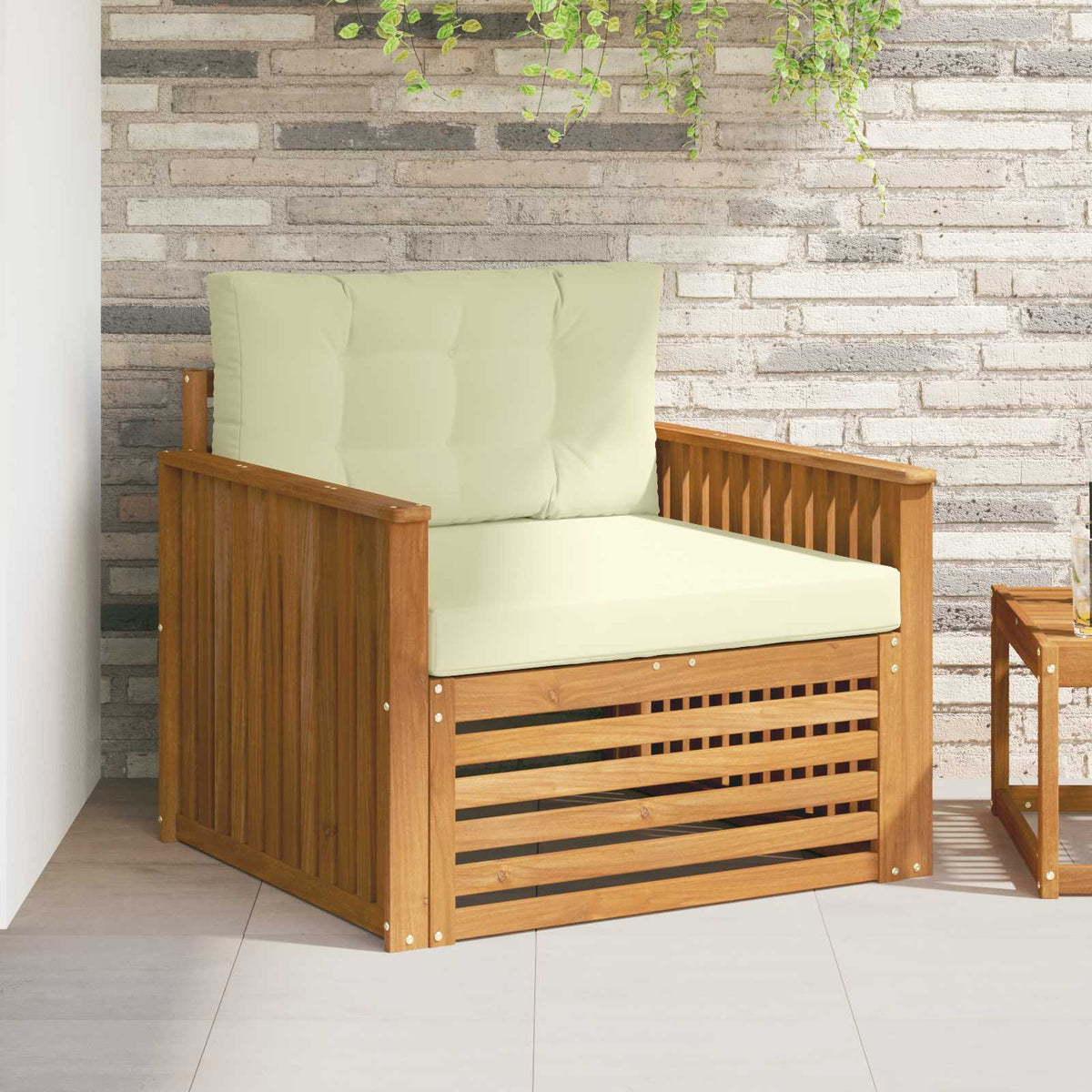 Tuinbank Massief Acaciahout en Polyester Natuurlijk en Crème is nu te koop bij PeponiXL, paradijselijk wonen!