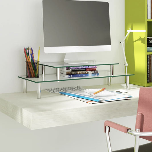 Monitorstandaard 2-laags transparant glas is nu te koop bij PeponiXL, paradijselijk wonen!