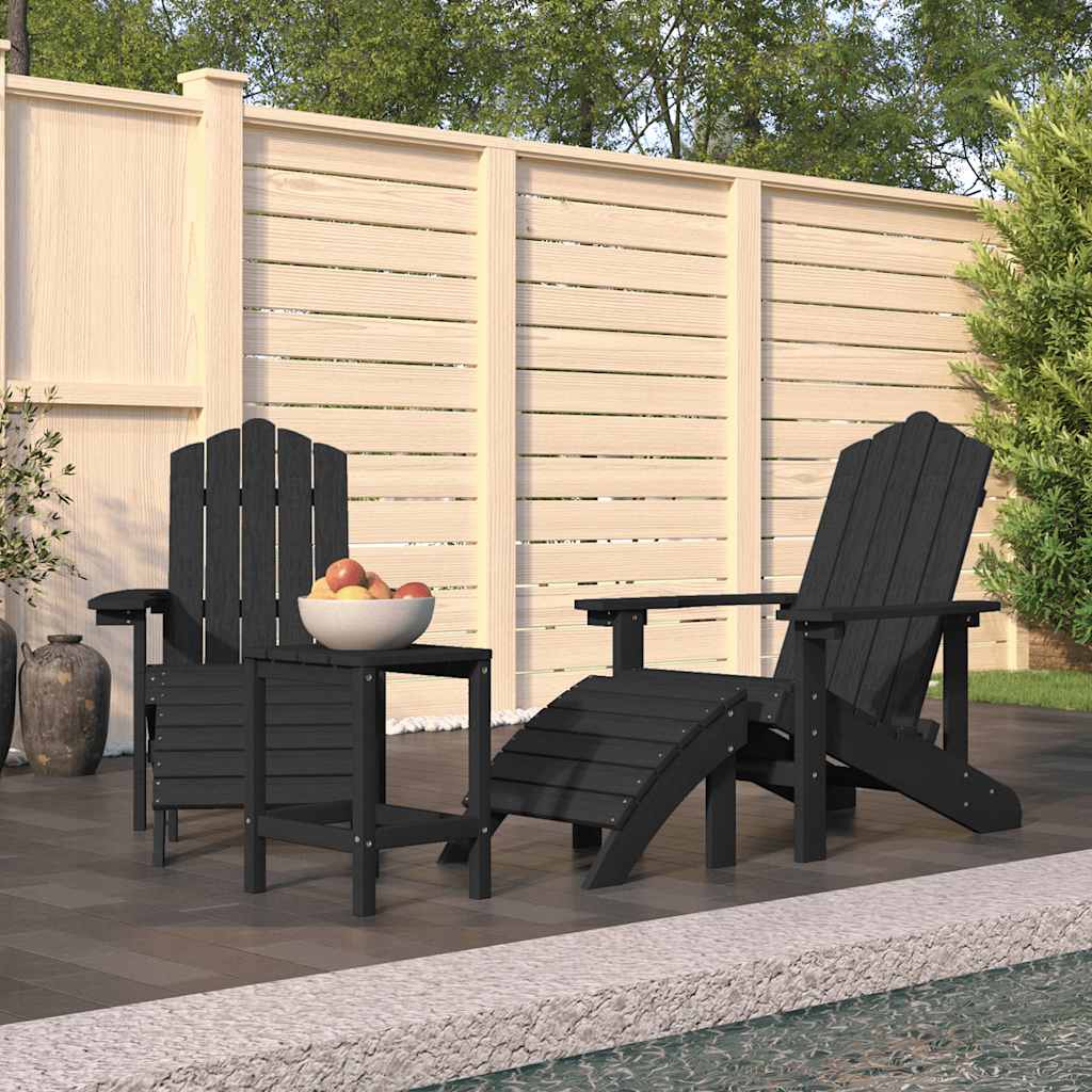 Tuinstoelen Adirondack met voetenbank tafel HDPE antracietkleur is nu te koop bij PeponiXL, paradijselijk wonen!