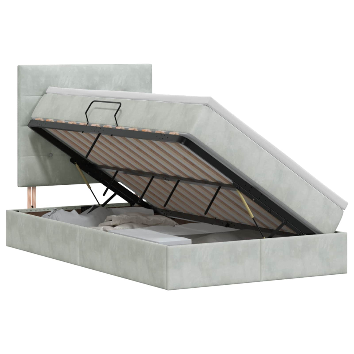 Opslag bed met matras Lichtgrijs 120 x 200 cm Fluweel is nu te koop bij PeponiXL, paradijselijk wonen!