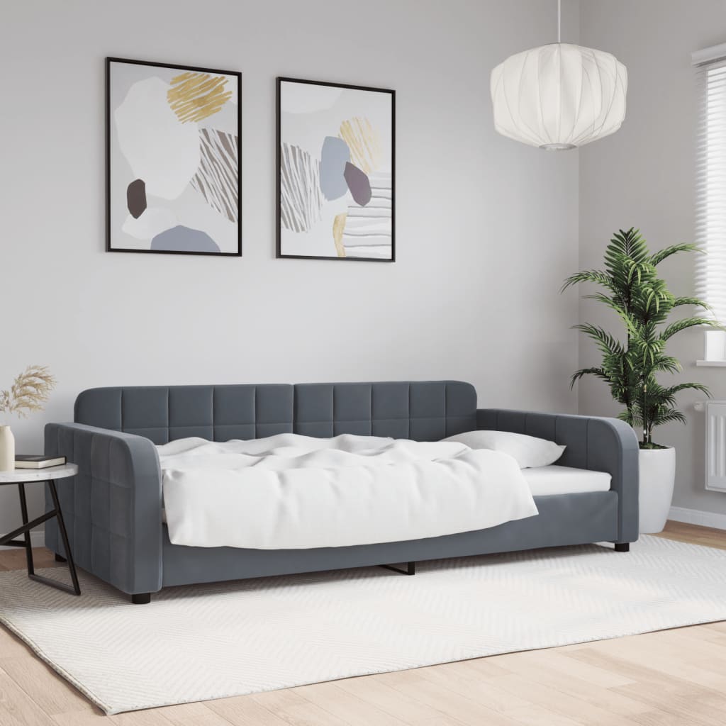 Slaapbank 100x200 cm fluweel donkergrijs is nu te koop bij PeponiXL, paradijselijk wonen!