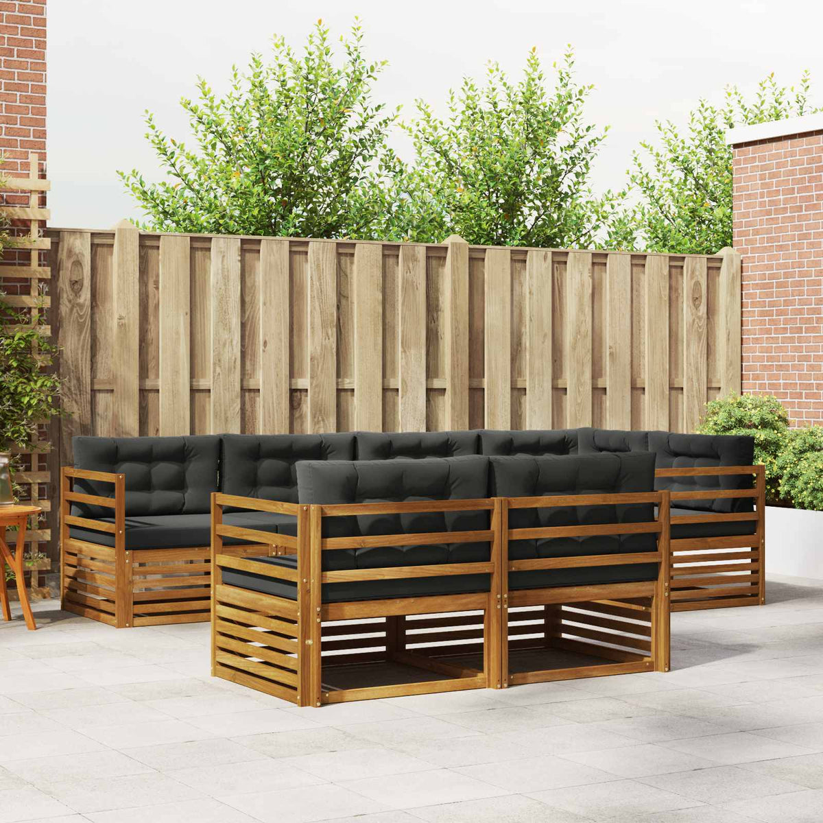 Buiten bankenset met kussen 7 pcs Natuurlijk en Antraciet is nu te koop bij PeponiXL, paradijselijk wonen!