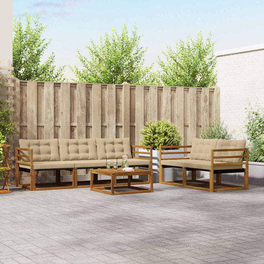 Buiten bankenset met kussen 6 pcs Natuurlijk en Beige is nu te koop bij PeponiXL, paradijselijk wonen!