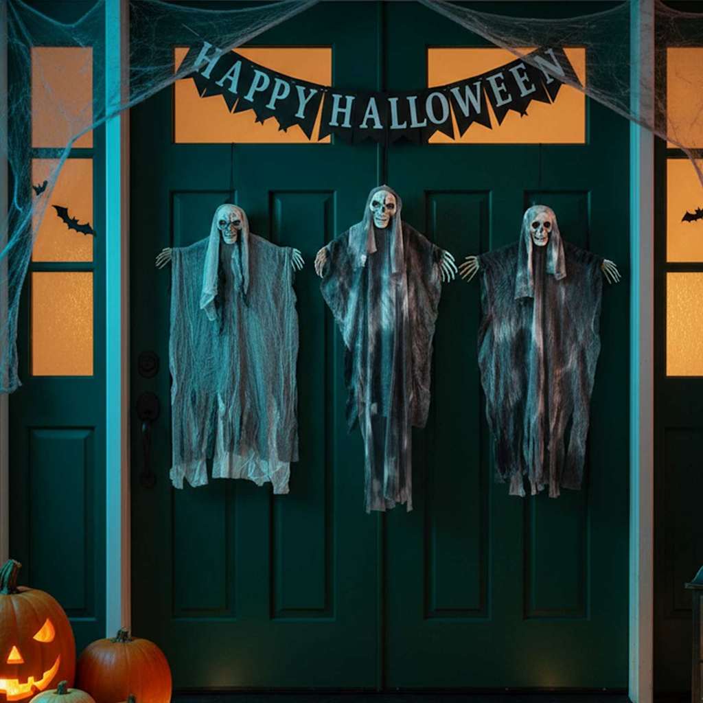 Halloween Hangende Spook 3 pcs Zwart 66 x 110 cm Polyester is nu te koop bij PeponiXL, paradijselijk wonen!