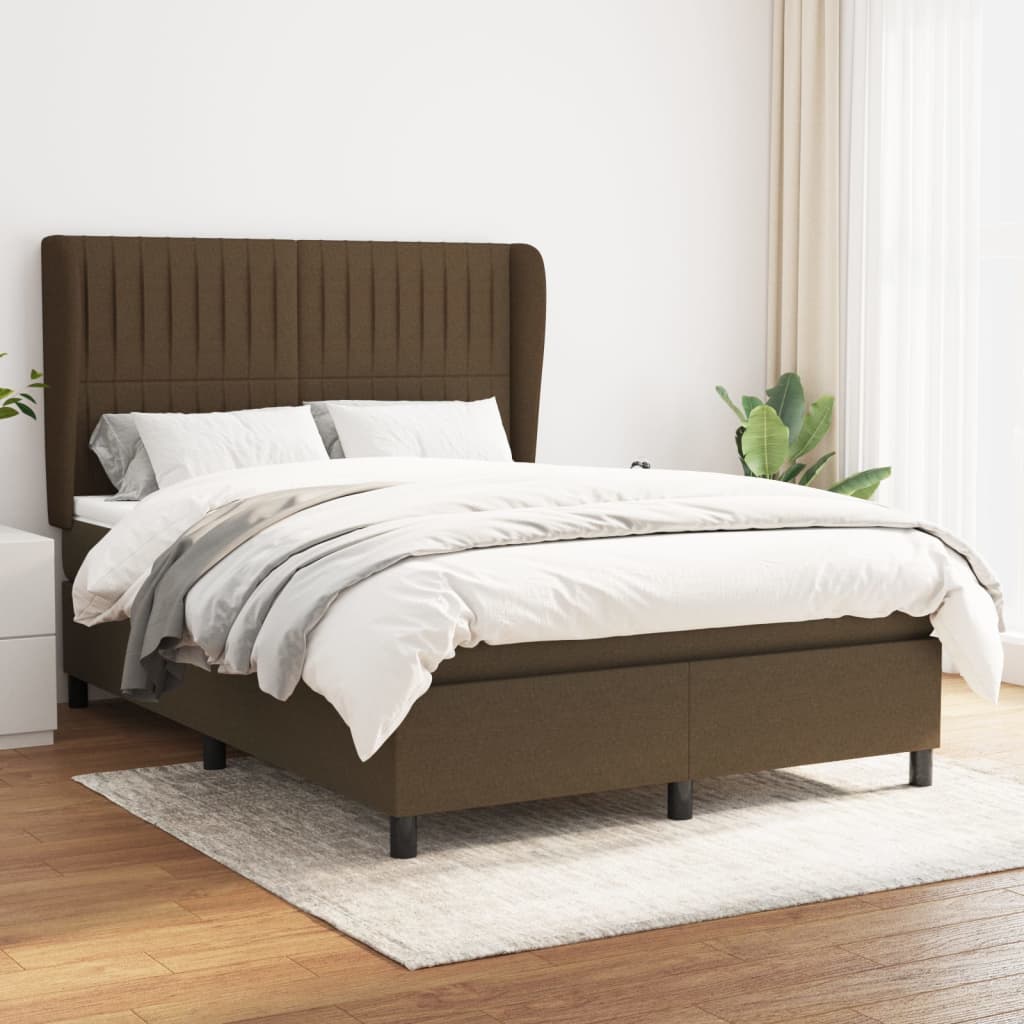 Boxspring met matras stof donkerbruin 140x190 cm is nu te koop bij PeponiXL, paradijselijk wonen!