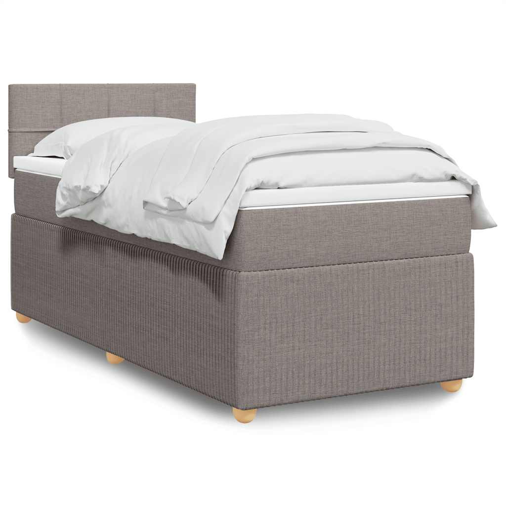 Boxspring met matras stof taupe 90x190 cm is nu te koop bij PeponiXL, paradijselijk wonen!