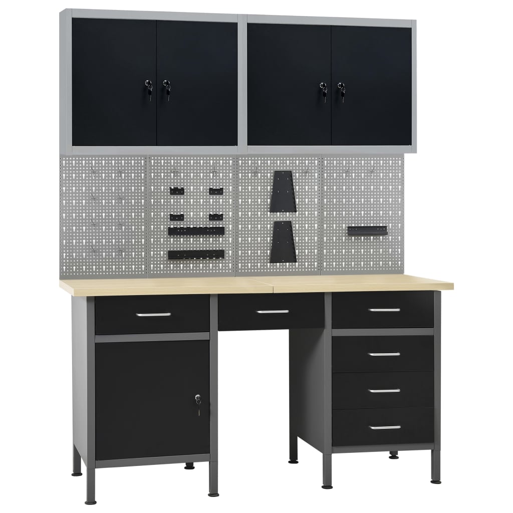 Werkbank met vier wandpanelen en twee kasten is nu te koop bij PeponiXL, paradijselijk wonen!