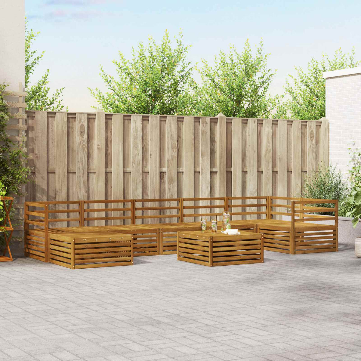 Buiten bankenset 8 pcs Naturel is nu te koop bij PeponiXL, paradijselijk wonen!