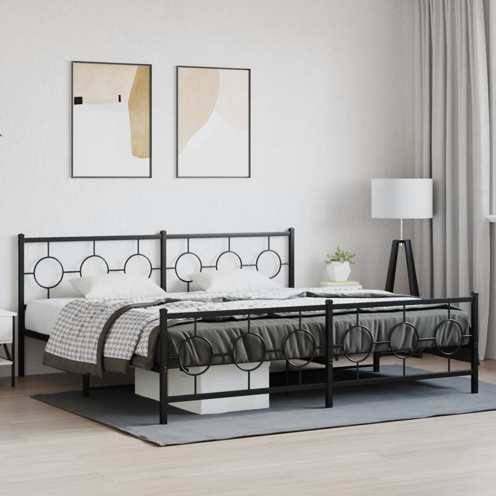 Bedframe met hoofd- en voeteneinde metaal zwart 193x203 cm is nu te koop bij PeponiXL, paradijselijk wonen!