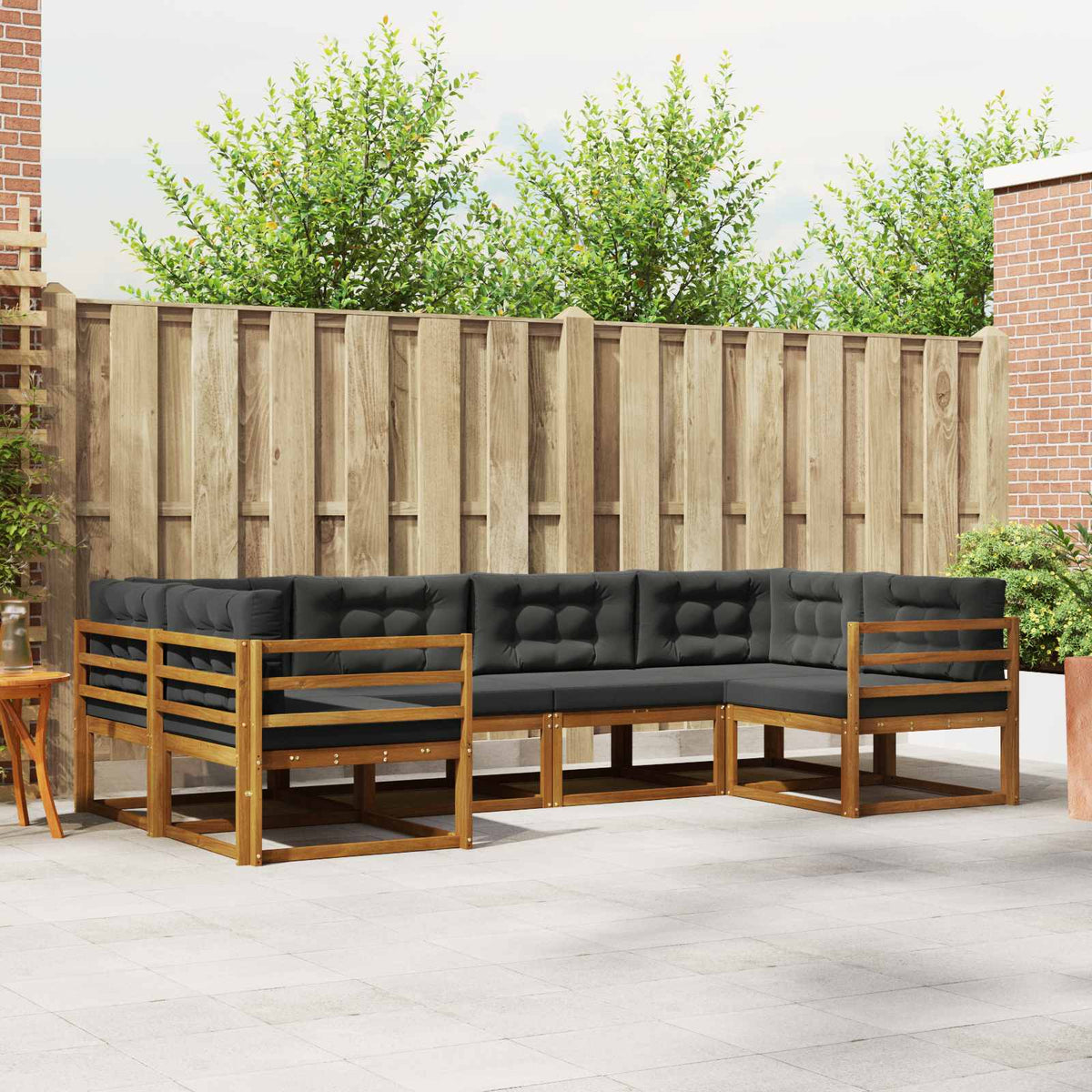Buiten bankenset met kussen 6 pcs Natuurlijk en Antraciet is nu te koop bij PeponiXL, paradijselijk wonen!
