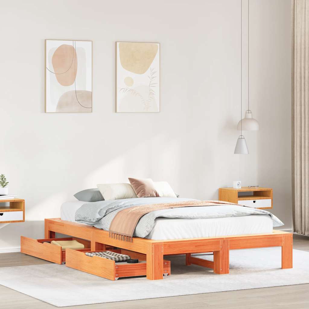 Bedframe zonder matras massief grenenhout wasbruin 120x200 cm is nu te koop bij PeponiXL, paradijselijk wonen!