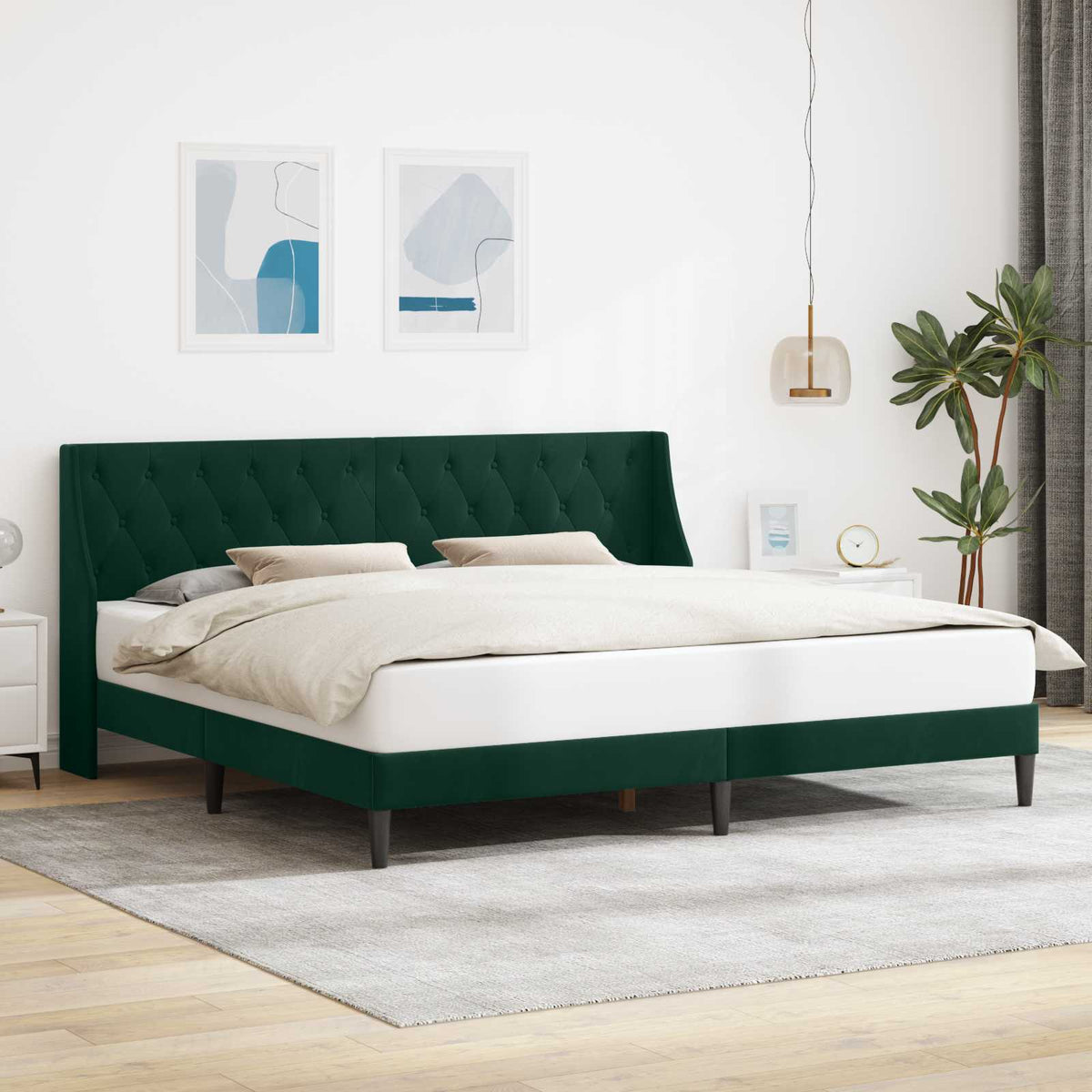 Bedframe met hoofdeinde Donkergroen 180 x 200 cm Fluweel is nu te koop bij PeponiXL, paradijselijk wonen!