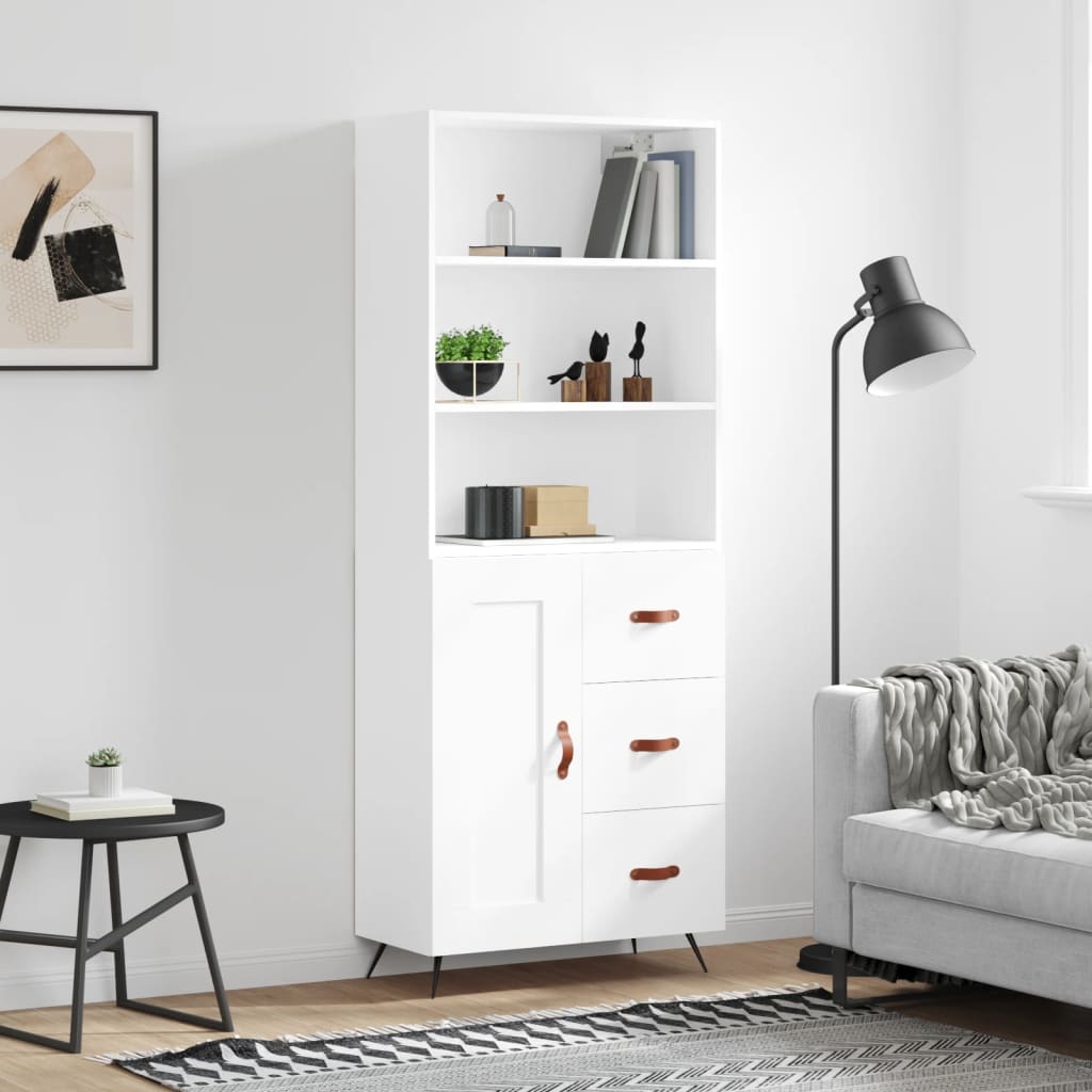 Hoge kast 69,5x34x180 cm bewerkt hout wit is nu te koop bij PeponiXL, paradijselijk wonen!