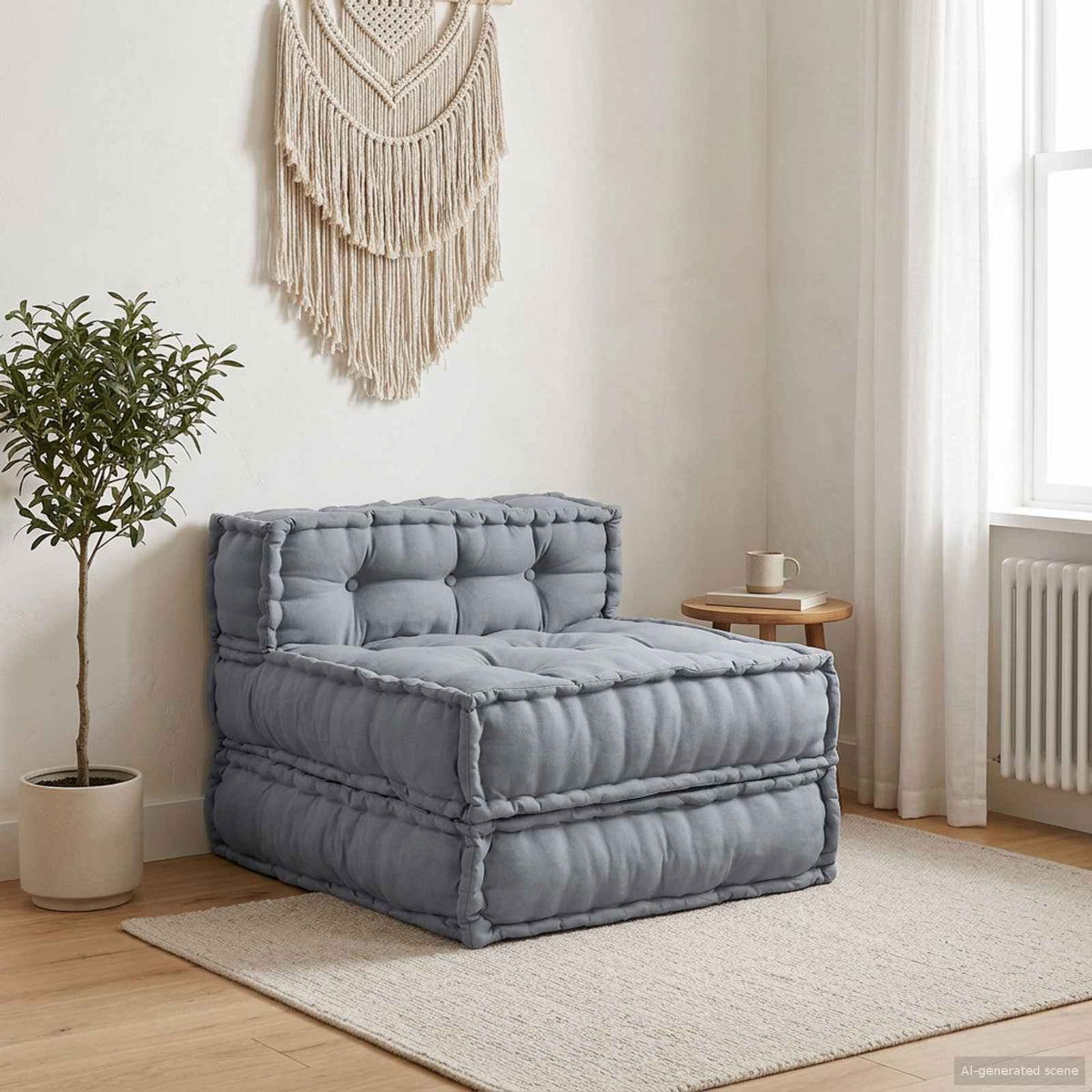Modulair Sofabet Grijs 70 x 70 x 56 cm Stof is nu te koop bij PeponiXL, paradijselijk wonen!