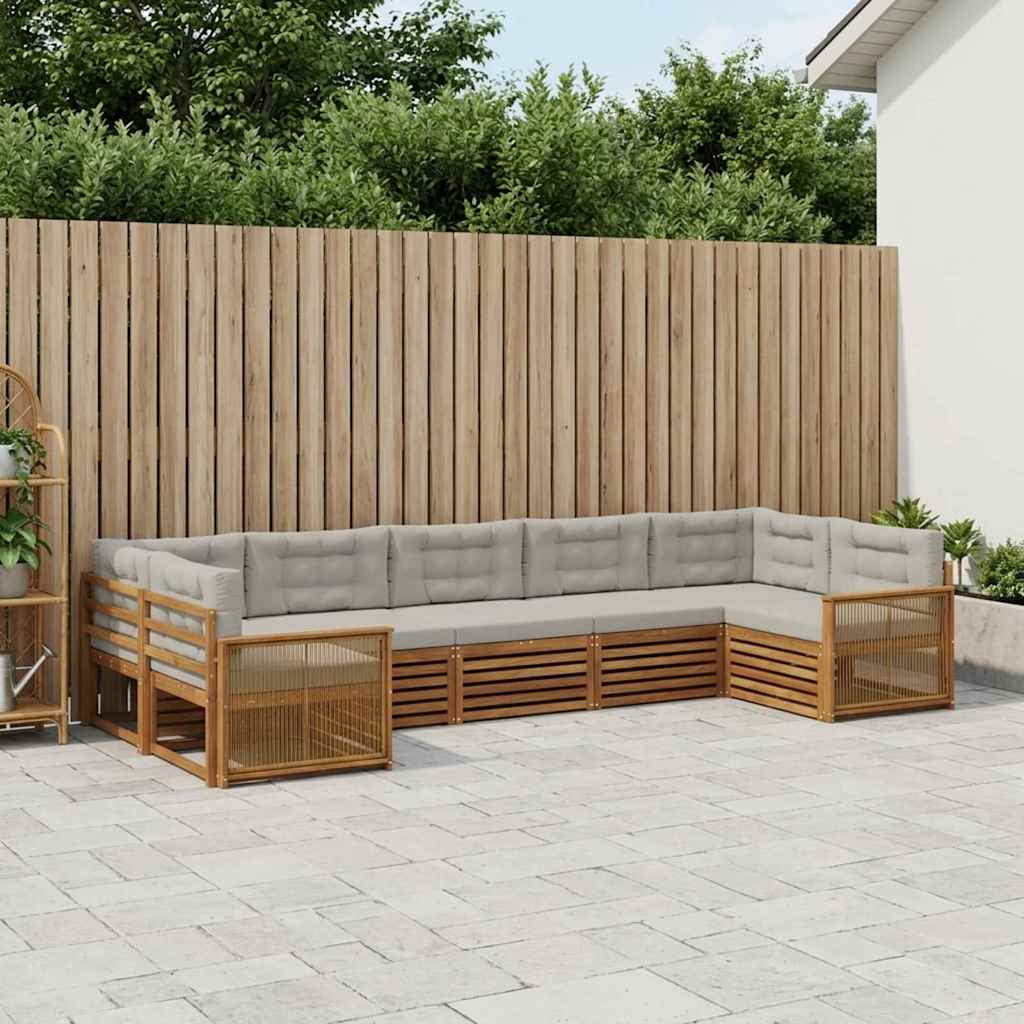Buiten bankenset met kussen 7 pcs Naturel en lichtgrijs is nu te koop bij PeponiXL, paradijselijk wonen!