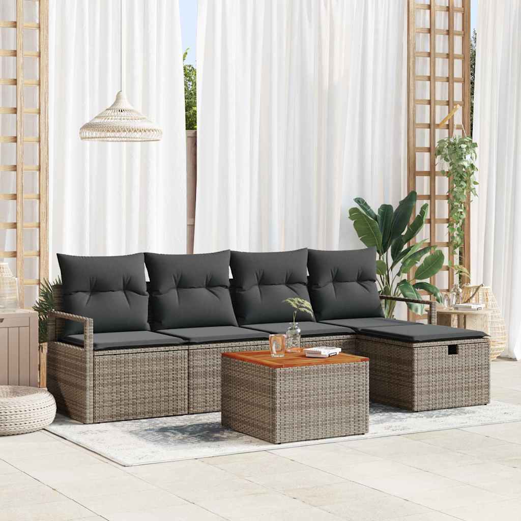 Tuinbankenset 6 st Grijs poly rattan is nu te koop bij PeponiXL, paradijselijk wonen!