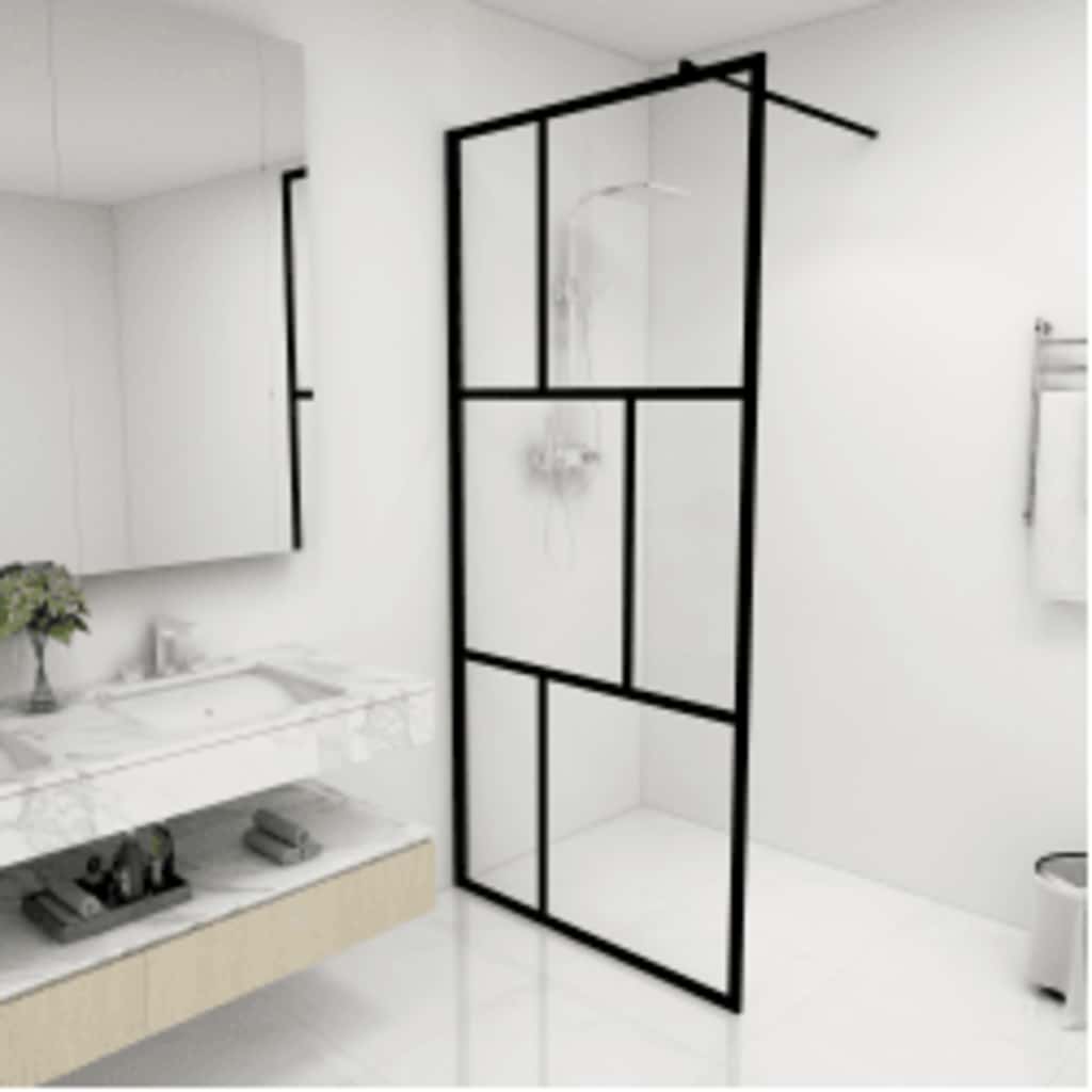 Inloopdouchewand 90x195 cm gehard glas zwart is nu te koop bij PeponiXL, paradijselijk wonen!