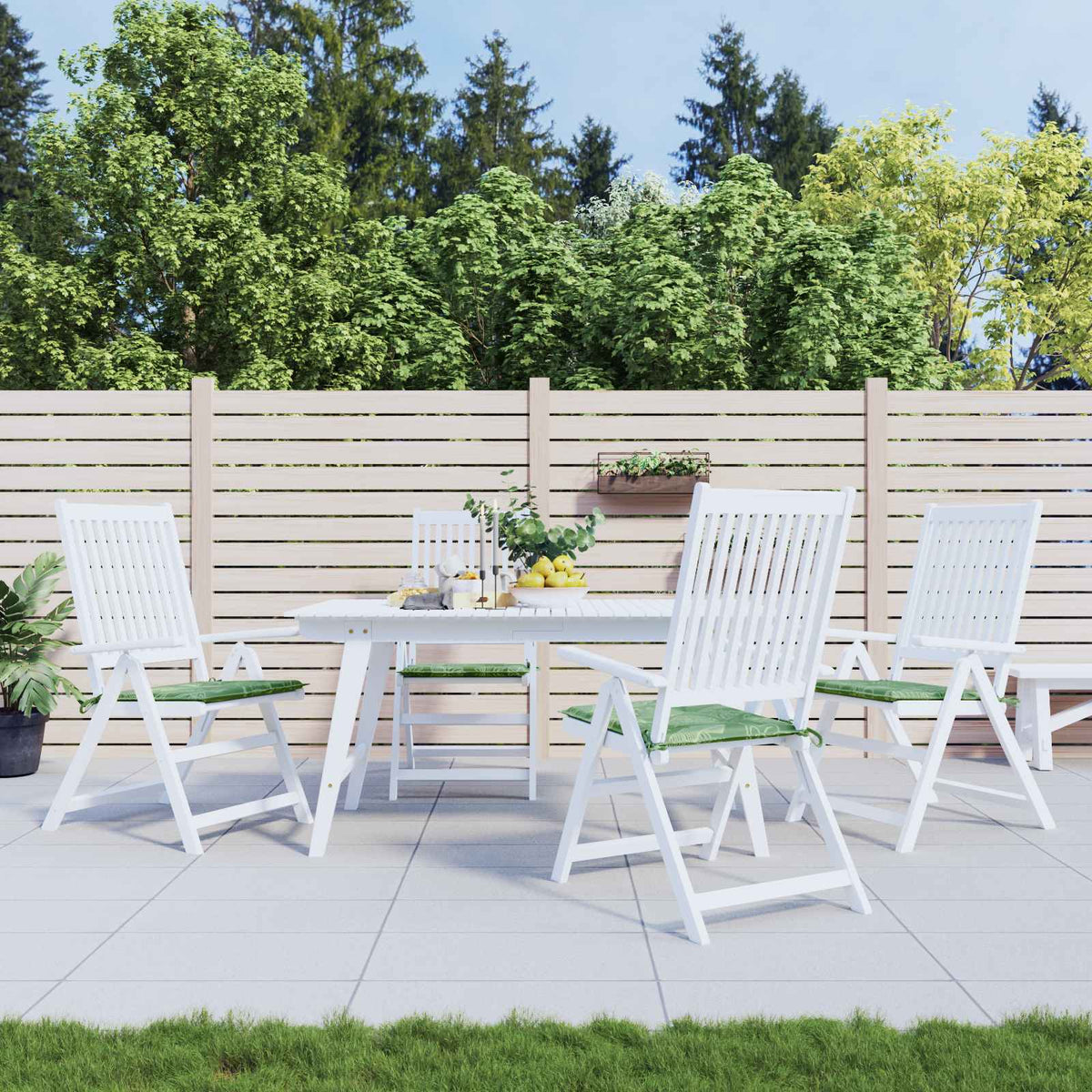 Stoelkussens 4 pcs Groen en Wit 50 x 50 x 4 cm Oxford Stof is nu te koop bij PeponiXL, paradijselijk wonen!