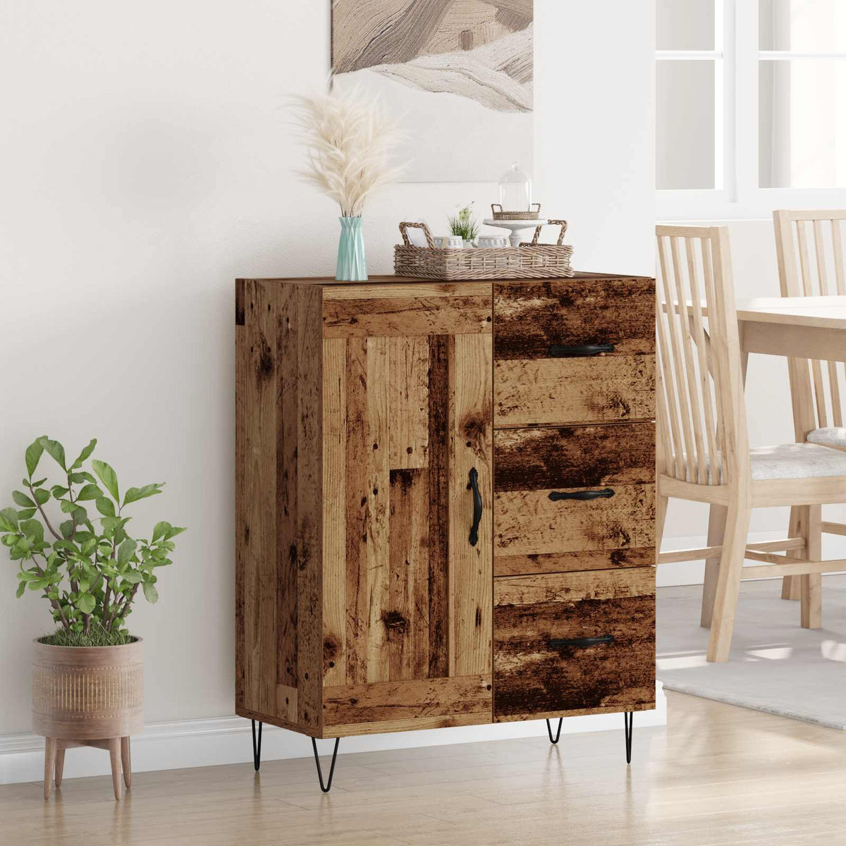 Dressoir met lade Oudhout 69,5 x 34 x 90 cm Geconstrueerd hout is nu te koop bij PeponiXL, paradijselijk wonen!