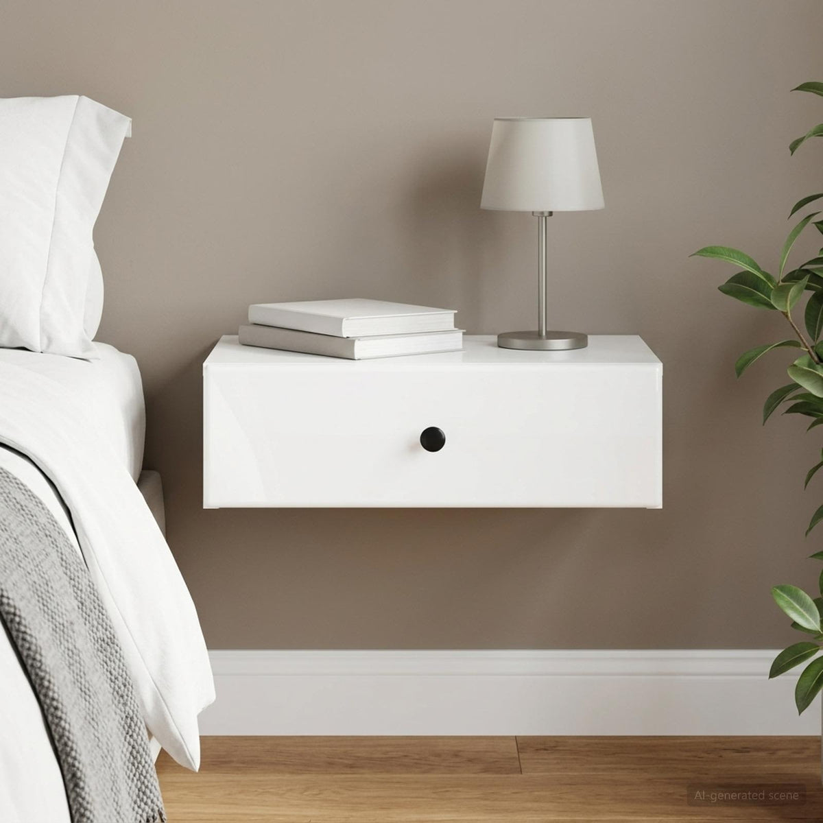Wandmontage Zijtafel Hoogglans Wit 59 x 34,5 x 17 cm is nu te koop bij PeponiXL, paradijselijk wonen!
