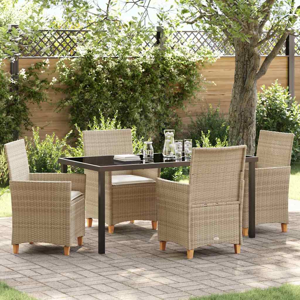 Tuin eettafelset 5 pcs Beige poly rattan is nu te koop bij PeponiXL, paradijselijk wonen!