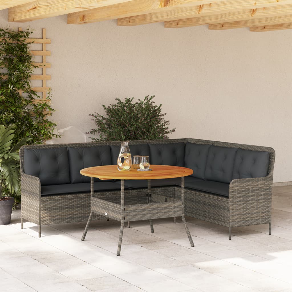 2-delige Loungeset met kussens poly rattan grijs is nu te koop bij PeponiXL, paradijselijk wonen!