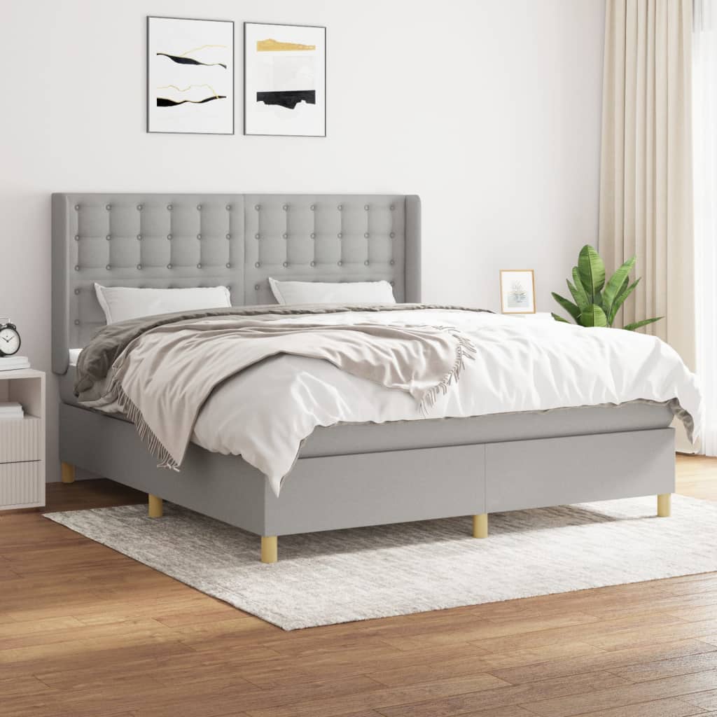 Boxspring met matras stof lichtgrijs 180x200 cm is nu te koop bij PeponiXL, paradijselijk wonen!