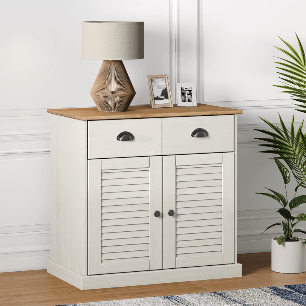 Dressoir met lades VIGO 78x40x75 cm massief grenenhout wit is nu te koop bij PeponiXL, paradijselijk wonen!