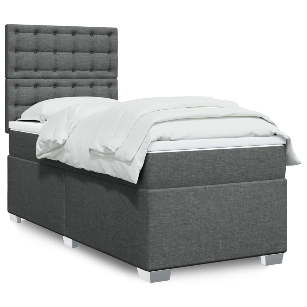 Boxspring met matras stof donkergrijs 90x200 cm is nu te koop bij PeponiXL, paradijselijk wonen!