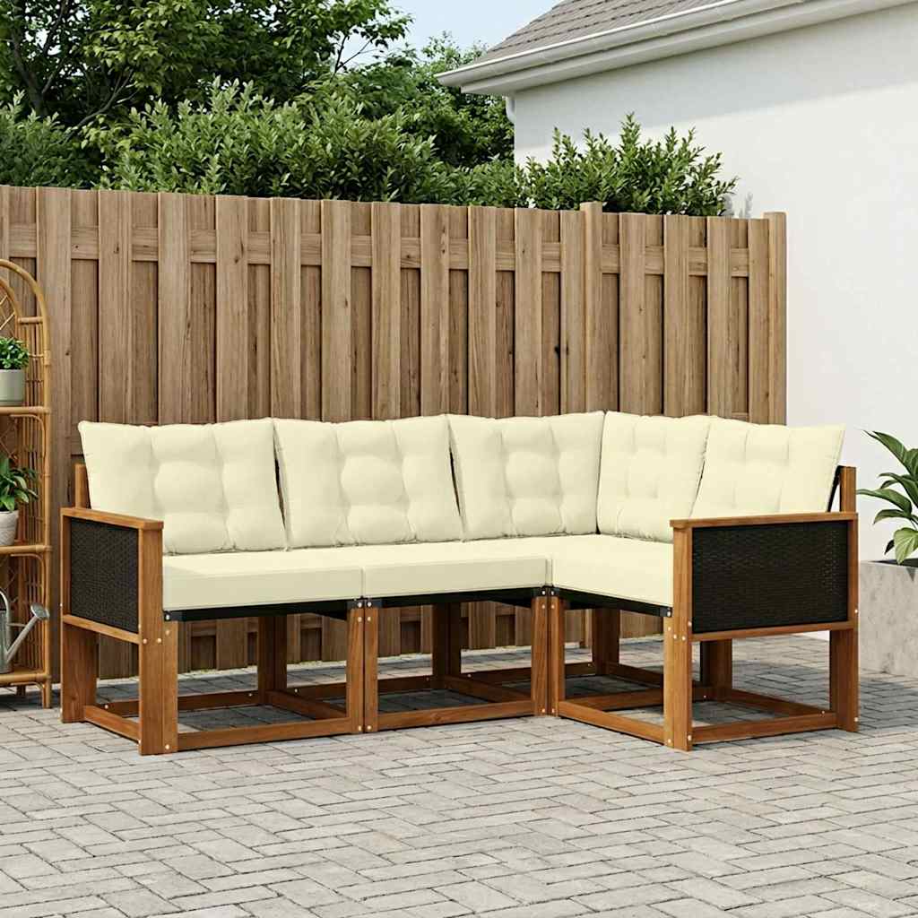 Buiten bankenset met kussen 4 pcs Natuurlijk en Crème is nu te koop bij PeponiXL, paradijselijk wonen!