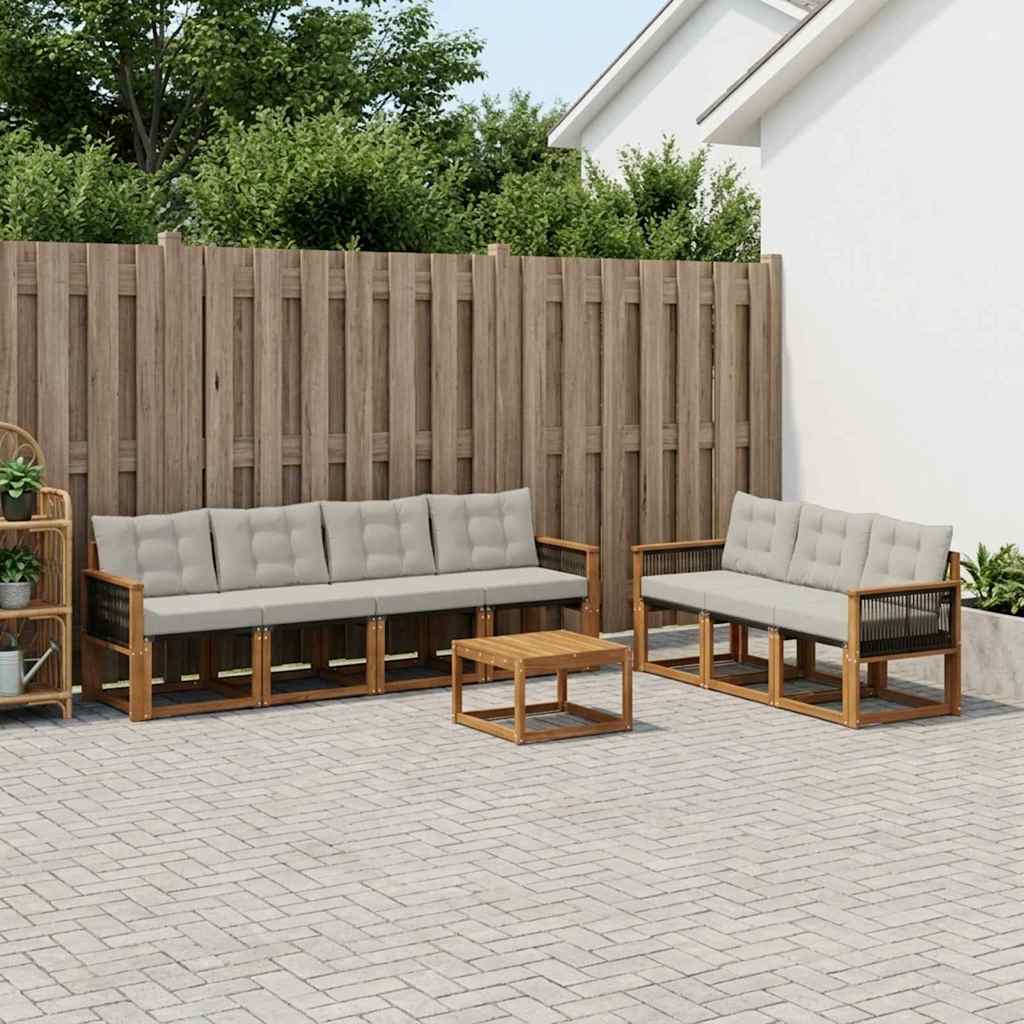 Buiten bankenset met kussen 8 pcs Naturel en lichtgrijs is nu te koop bij PeponiXL, paradijselijk wonen!
