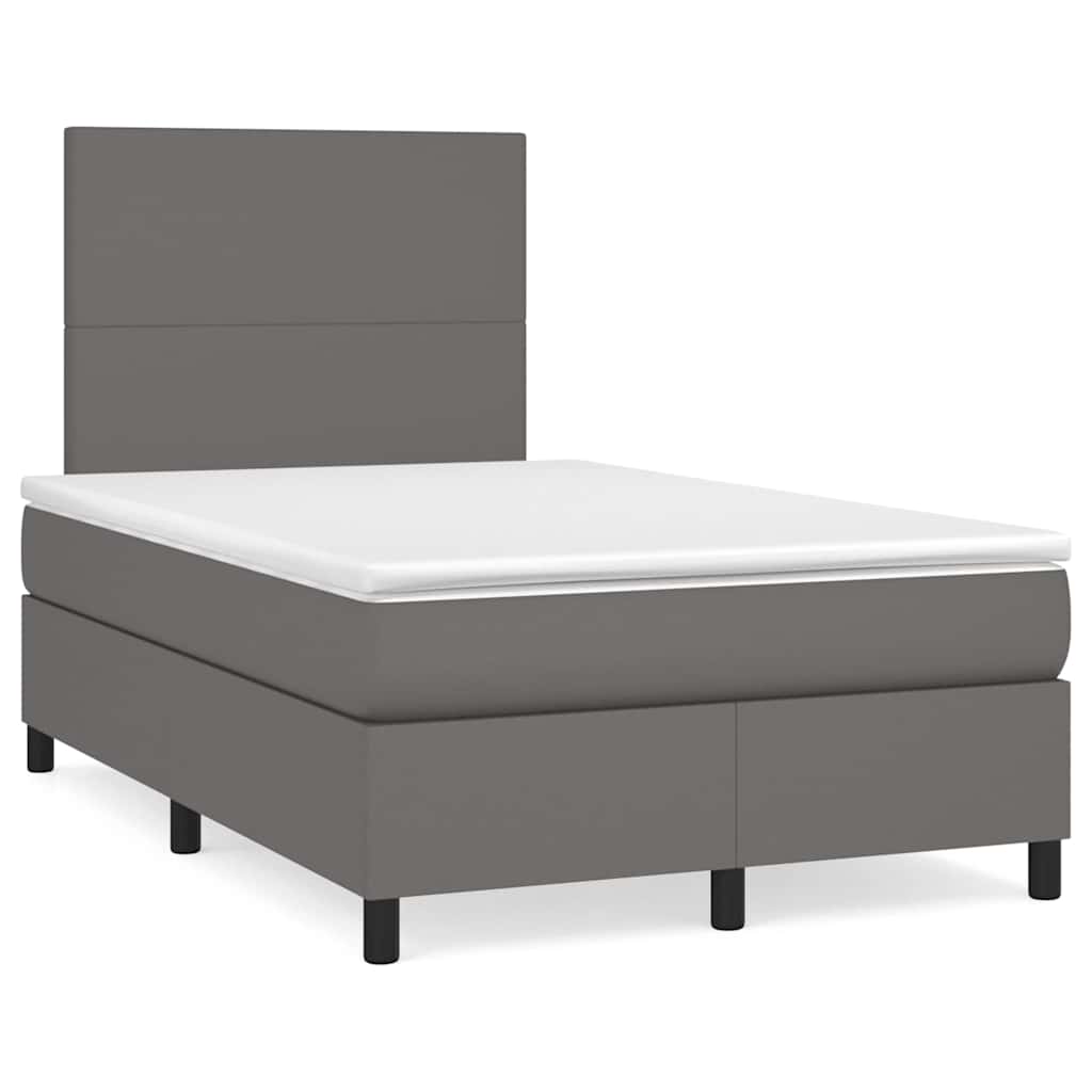 Boxspring met matras en LED kunstleer grijs 120x190 cm is nu te koop bij PeponiXL, paradijselijk wonen!