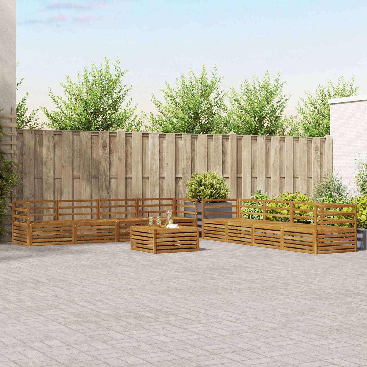 Buiten bankenset 9 pcs Naturel Massief Acaciahout is nu te koop bij PeponiXL, paradijselijk wonen!