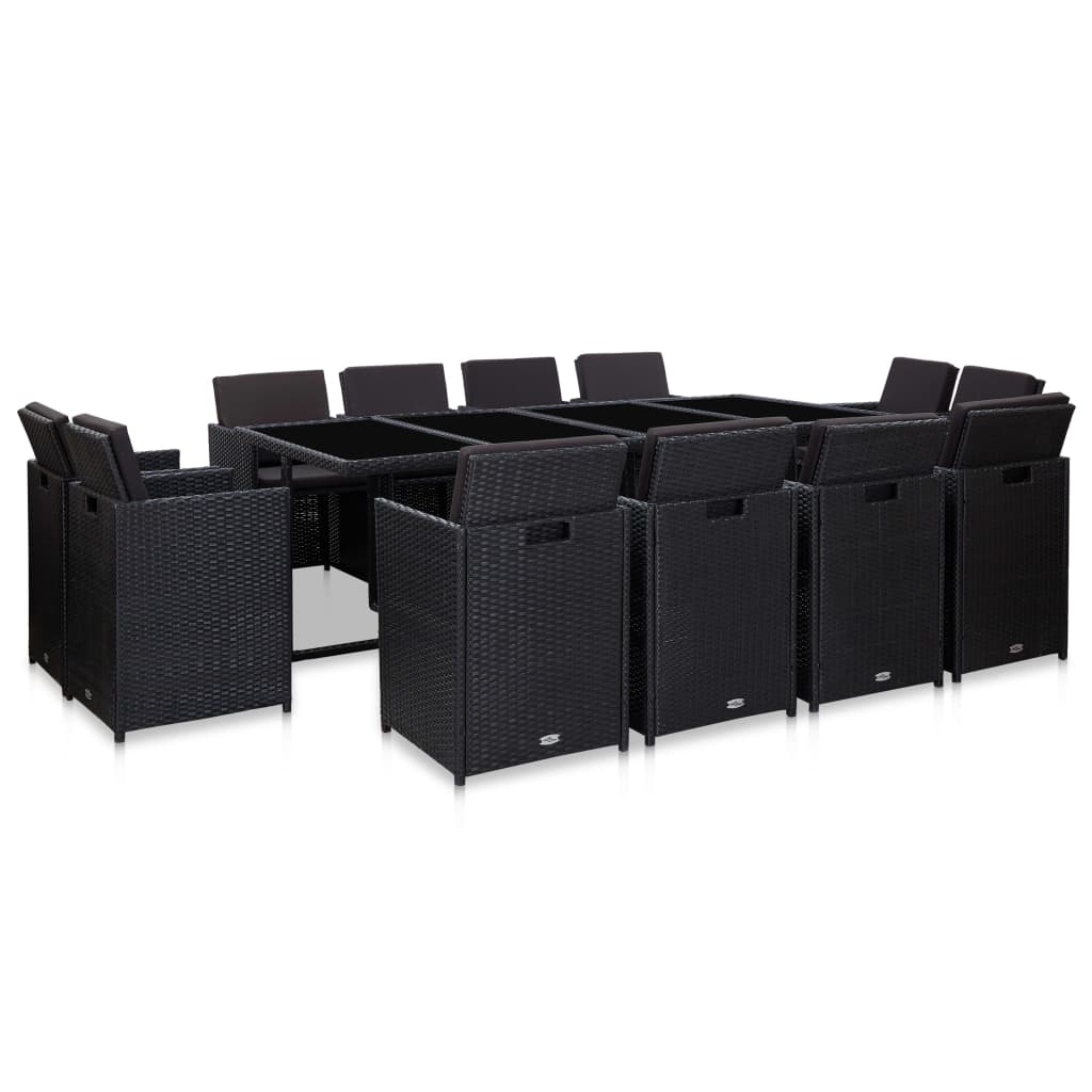13-delige Tuinset met kussens poly rattan zwart is nu te koop bij PeponiXL, paradijselijk wonen!