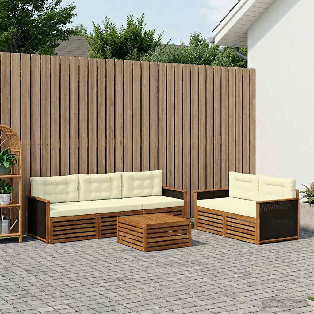 Buiten bankenset 6 pcs Natuurlijk en Crème is nu te koop bij PeponiXL, paradijselijk wonen!