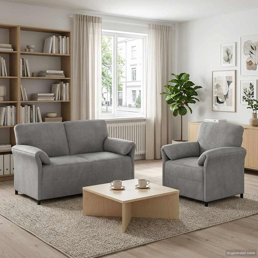 Bankstel 2 st Lichtgrijs Fluweel is nu te koop bij PeponiXL, paradijselijk wonen!