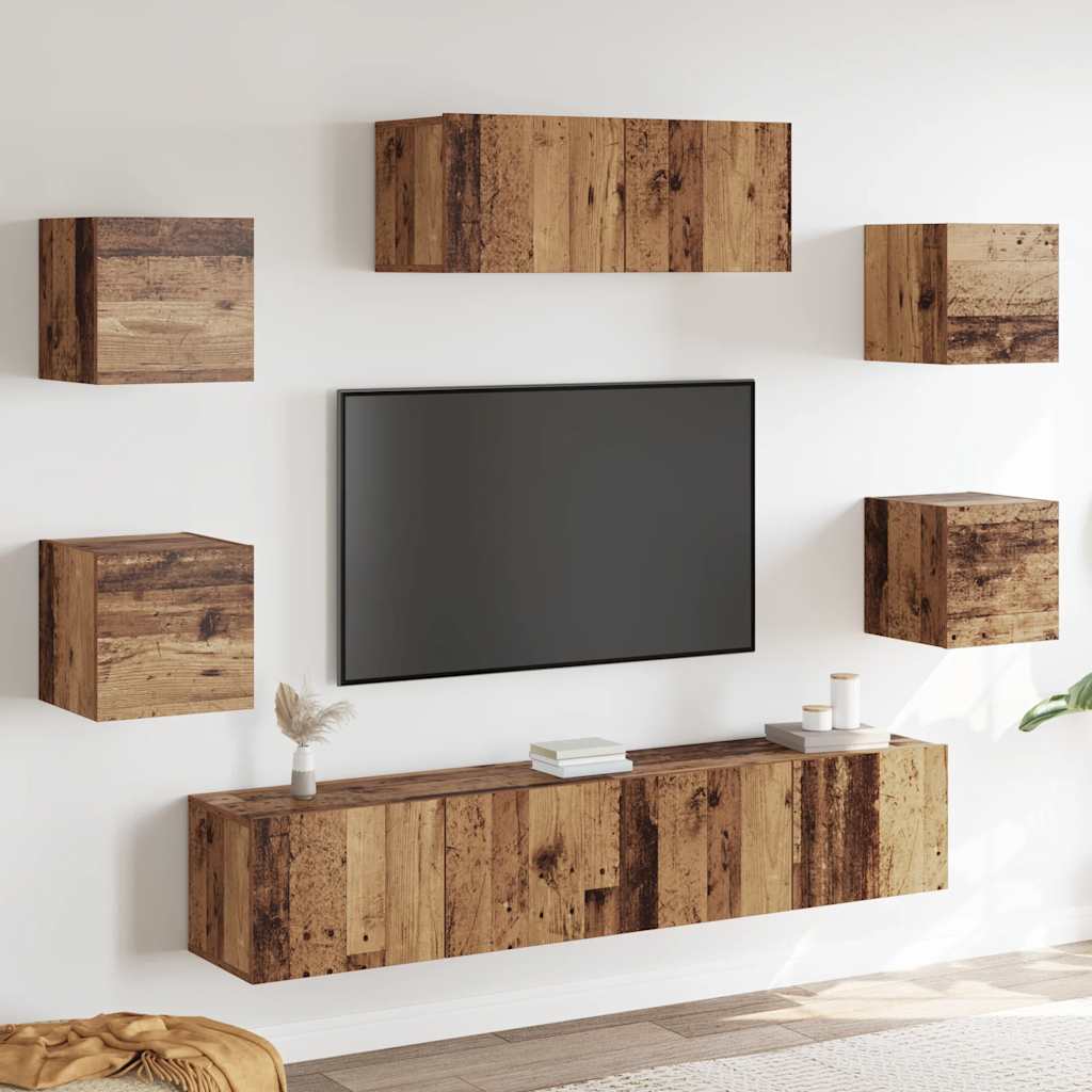 5-delig Tv-meubelset wandmontage oud houtkleurig is nu te koop bij PeponiXL, paradijselijk wonen!