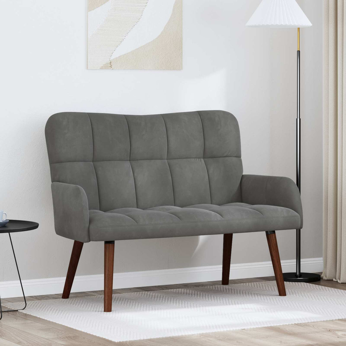Twee Persoons Sofa Donkergrijs 115 x 61 x 87 cm Fluweel is nu te koop bij PeponiXL, paradijselijk wonen!