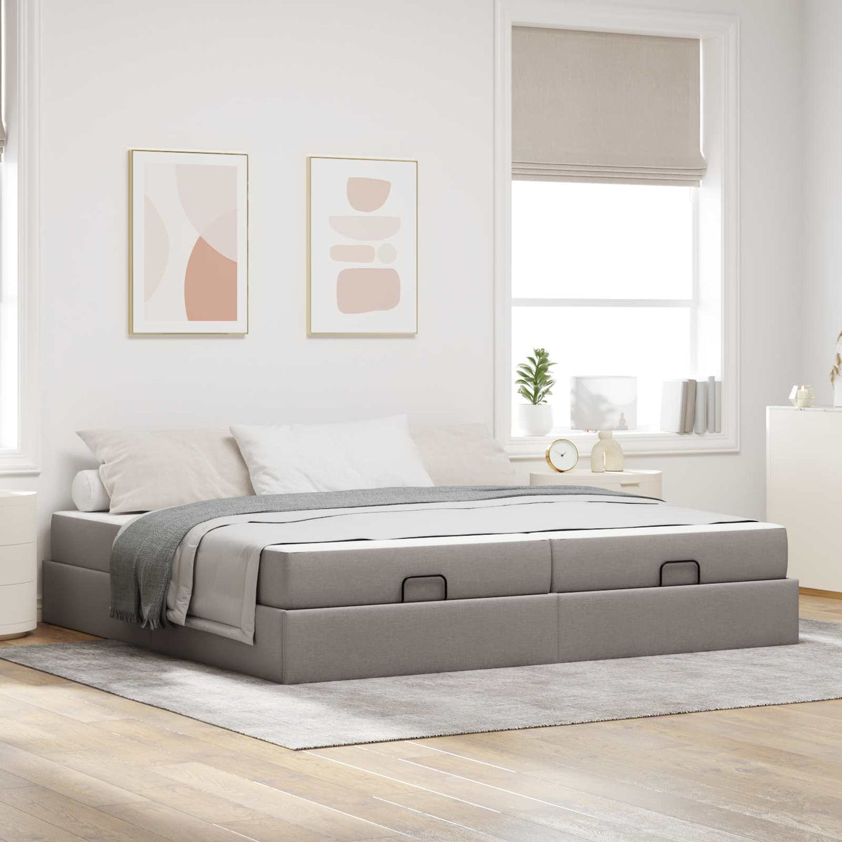 Bedframe met matras 2 st Taupe Stof is nu te koop bij PeponiXL, paradijselijk wonen!